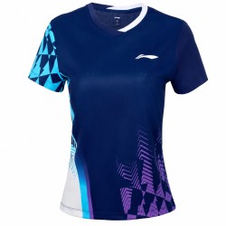 Футболка женская для бадминтона (сине-фиолетовая) Li-NING AAYW052-3