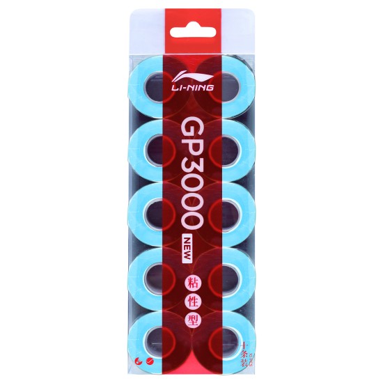 Намотка на ракетку тонкая GP3000 new (уп 10 шт) голубая LI-NING ASJU013-5