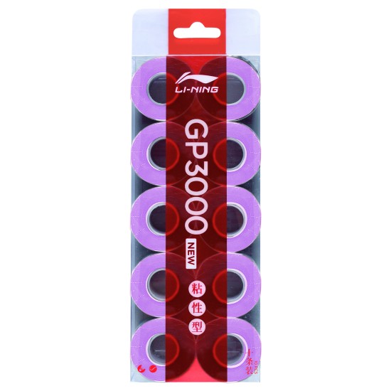 Намотка на ракетку тонкая GP3000 new (уп 10 шт) фиолетовая LI-NING ASJU013-8