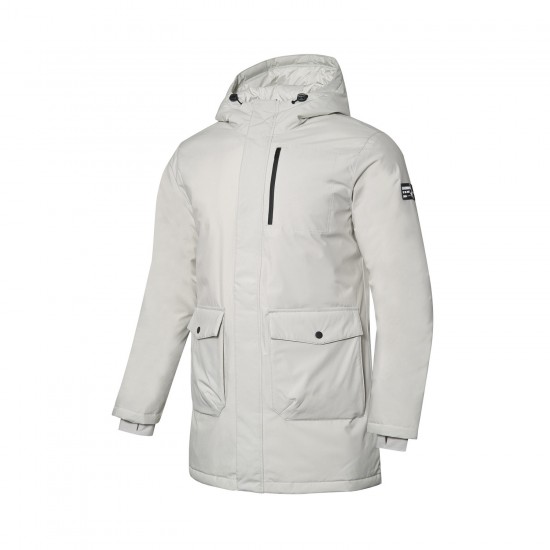Пуховик с капюшоном мужской (белый) Li-NING AYMP129-3