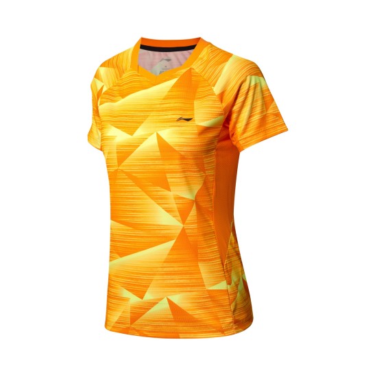 Футболка женская для бадминтона (оранжевая) Li-NING AAYN074-2