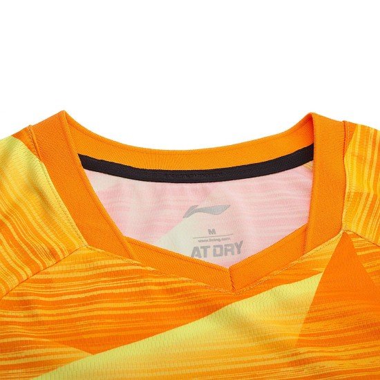 Футболка женская для бадминтона (оранжевая) Li-NING AAYN074-2