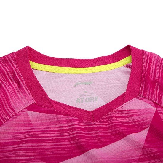 Футболка женская для бадминтона (розовая) Li-NING AAYN074-3