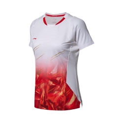 Футболка женская для бадминтона нац. сборной (белая/красн) Li-NING AAYN104-2
