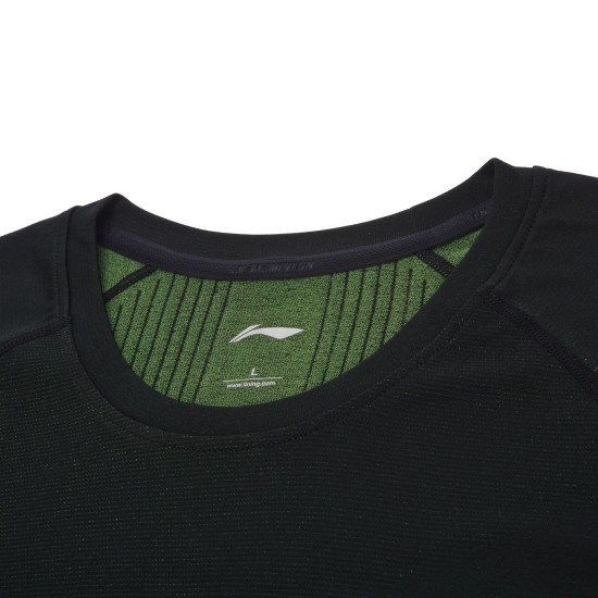 Футболка мужская для бадминтона (черн флуорисцент-салатовый) Li-NING AAYN181-2