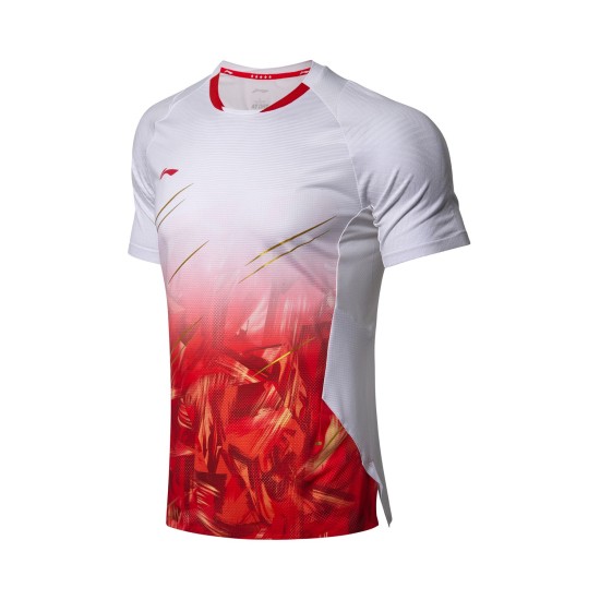 Футболка мужская для бадминтона нац. сборной (белая/красн) Li-NING AYAN305-2