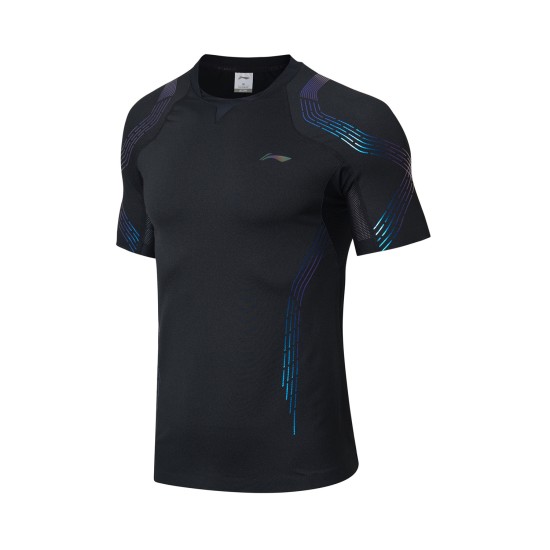 Футболка мужская для бадминтона Combat (черная) Li-NING AAYN309-1