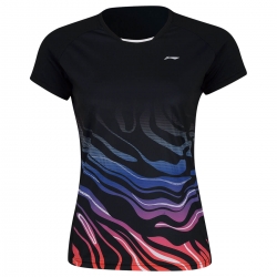 Футболка женская для бадминтона соревновательная (черная) Li-NING AAYP056-3