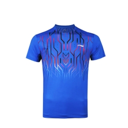 Футболка мужская для бадминтона соревновательная (синяя) Li-NING AAYP061-1