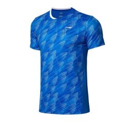 Футболка мужская для бадминтона соревновательная (синяя) Li-NING AAYP063-1