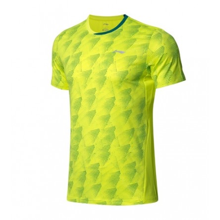 Футболка мужская для бадминтона соревновательная (салатовая) Li-NING AAYP063-3