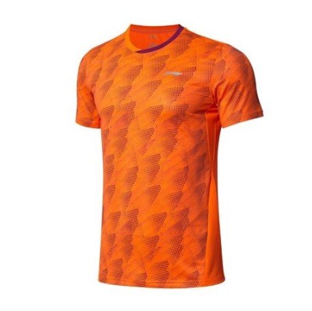 Футболка мужская для бадминтона соревновательная (ярко-оранжевая) Li-NING AAYP063-4