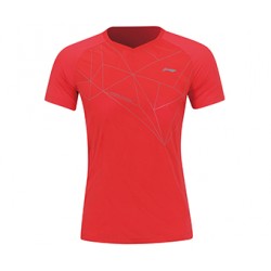 Футболка женская для бадминтона тансформер (красная) Li-NING AAYP134-4
