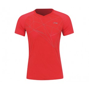 Футболка женская для бадминтона тансформер (красная) Li-NING AAYP134-4