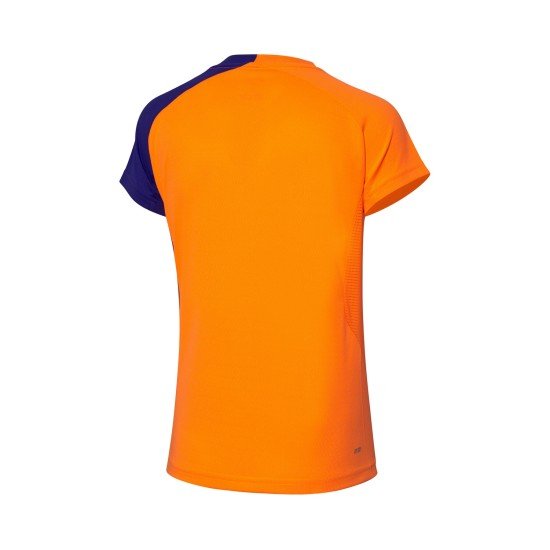 Футболка женская для бадминтона (оранж/син) Li-NING AAYP136-4