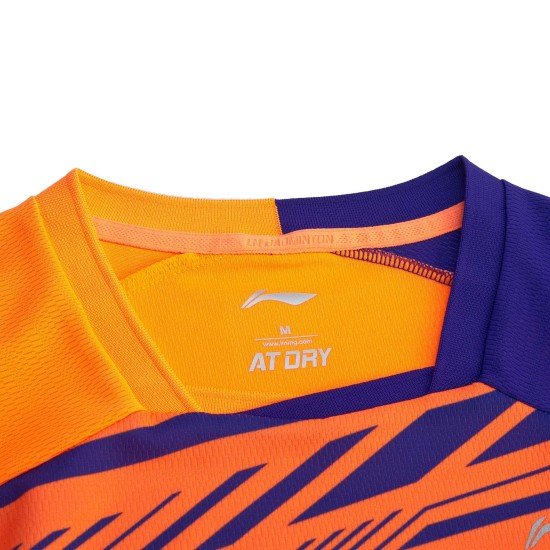 Футболка женская для бадминтона (оранж/син) Li-NING AAYP136-4