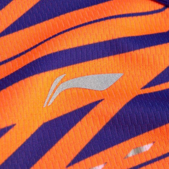 Футболка женская для бадминтона (оранж/син) Li-NING AAYP136-4