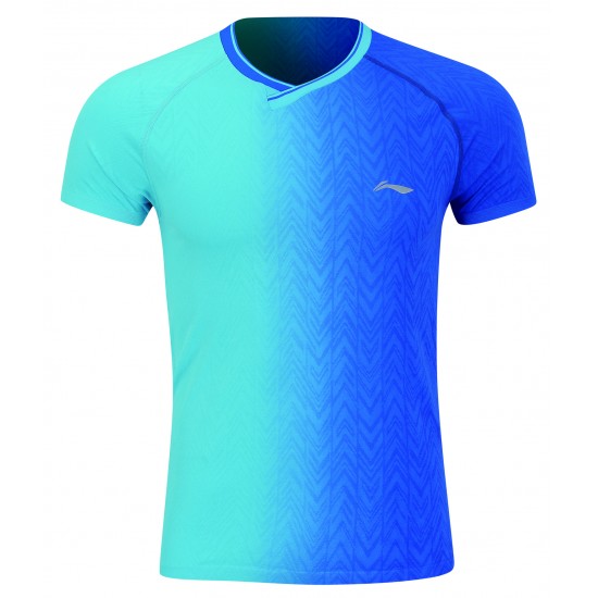 Футболка мужская для бадминтона  (голуб/син) Li-NING AAYP283-5