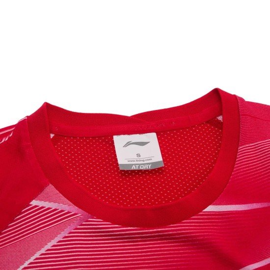 Футболка женская для бадминтона (красная) Li-NING AAYQ134-2