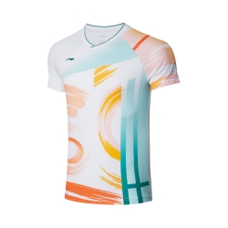 Футболка мужская для бадминтона (белая с узором) Li-NING AAYR193-3