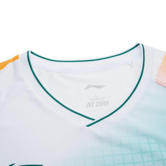 Футболка мужская для бадминтона (белая с узором) Li-NING AAYR193-3