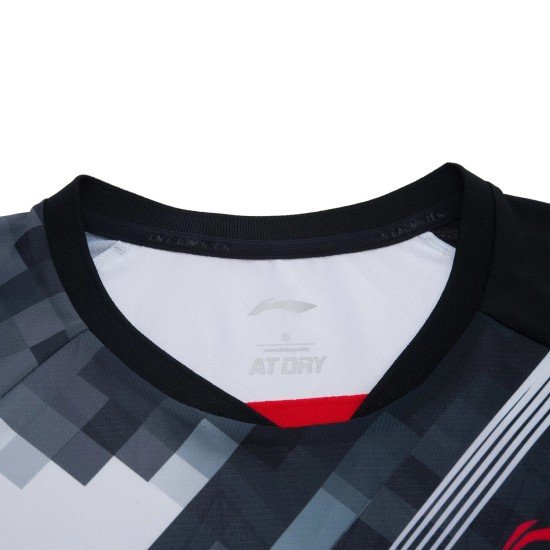 Футболка женская для бадминтона (бело/черная) Li-NING AAYR196-3