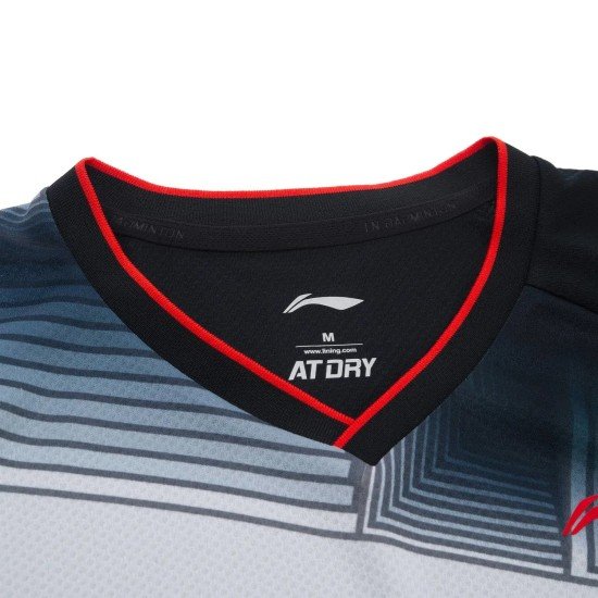 Футболка женская для бадминтона для соревнований (бело/черная) Li-NING AAYR378-1