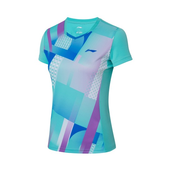 Футболка женская для бадминтона соревновательная  (св.салатовая) Li-NING AAYS064-3