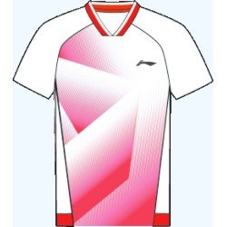 Футболка мужская для бадминтона соревновательная  (белая/красная) Li-NING AAYS249-4