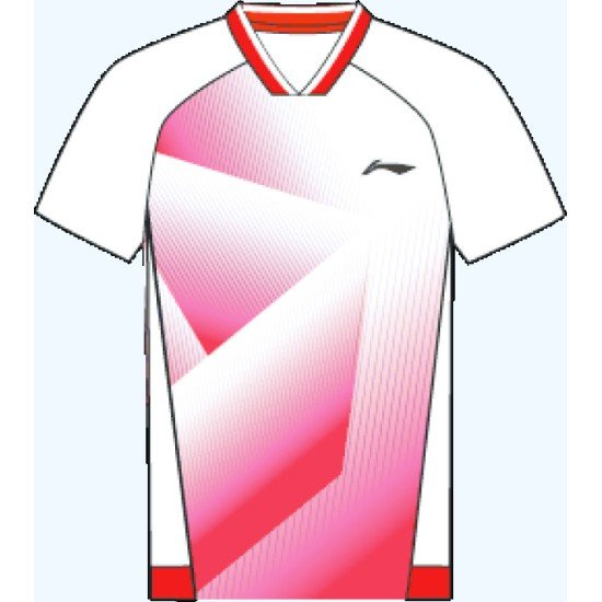 Футболка мужская для бадминтона соревновательная  (белая/красная) Li-NING AAYS249-4