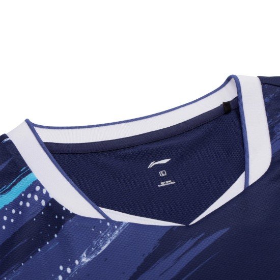 Футболка мужская для бадминтона (синяя) Li-NING AAYV025-1