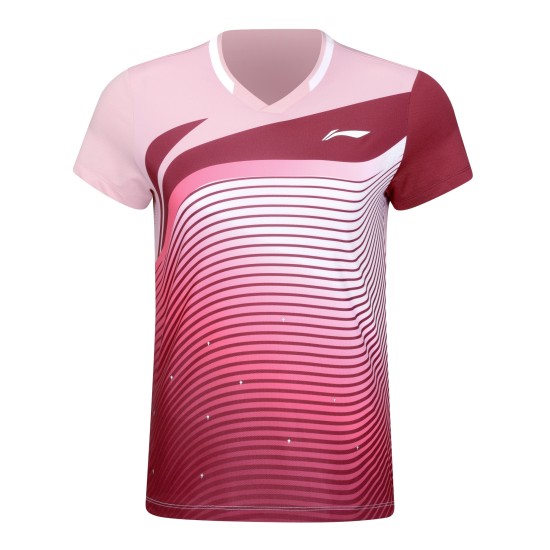 Футболка женская для бадминтона (розовая) Li-NING AAYV156-4