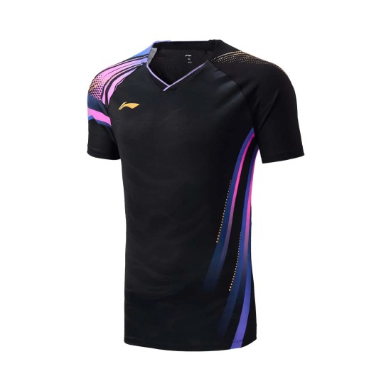 Футболка мужская для бадминтона соревновательная (черная) Li-NING AAYV165-1