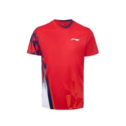 Футболка мужская для бадминтона (красная) Li-NING AAYW051-4
