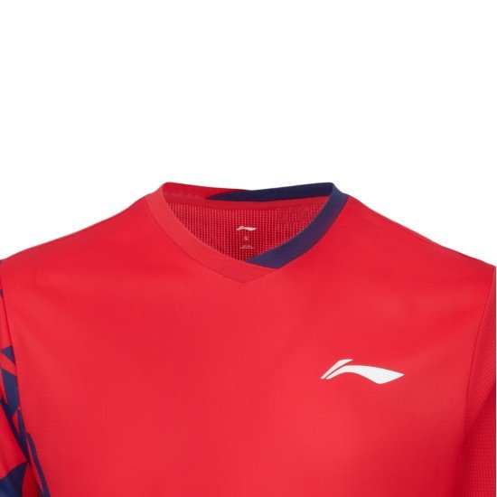 Футболка мужская для бадминтона (красная) Li-NING AAYW051-4