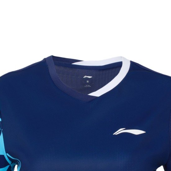 Футболка женская для бадминтона (сине-фиолетовая) Li-NING AAYW052-3