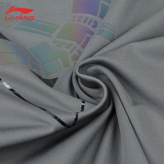Футболка мужская для бадминтона тренировочная с принтом (серая) Li-NING AHSN213-3