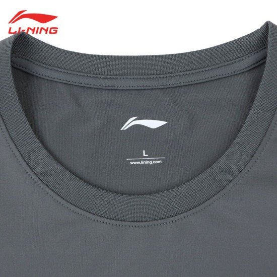 Футболка мужская для бадминтона тренировочная с принтом (серая) Li-NING AHSN213-3