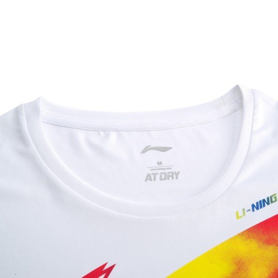 Футболка женская для бадминтона с принтом (белая) Li-NING AHSQ158-1