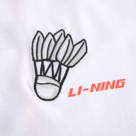 Футболка мужская для бадминтона тренировочная с принтом (белая) Li-NING AHSQ533-1