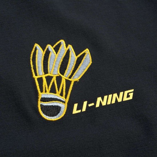 Футболка мужская для бадминтона тренировочная с принтом (черная) Li-NING AHSQ533-2