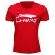 Футболка женская для бадминтона тренировочная с принтом (красная) Li-NING AHSR790-4