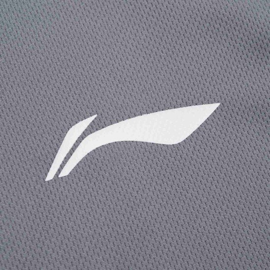 Футболка мужская для бадминтона тренировочная с принтом (серая) Li-NING AHSS471-3