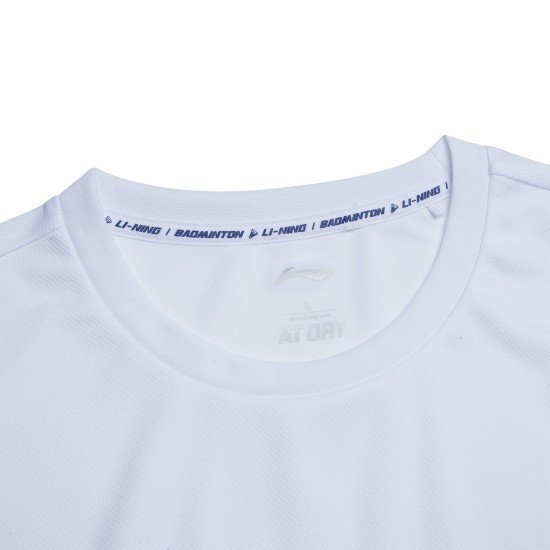 Футболка мужская для бадминтона тренировочная с принтом (белая) Li-NING AHSS473-1