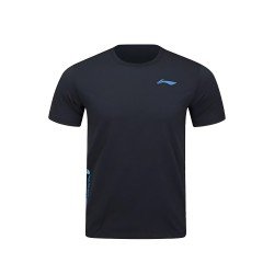 Футболка мужская для бадминтона тренировочная с принтом (черная) Li-NING AHSV769-1