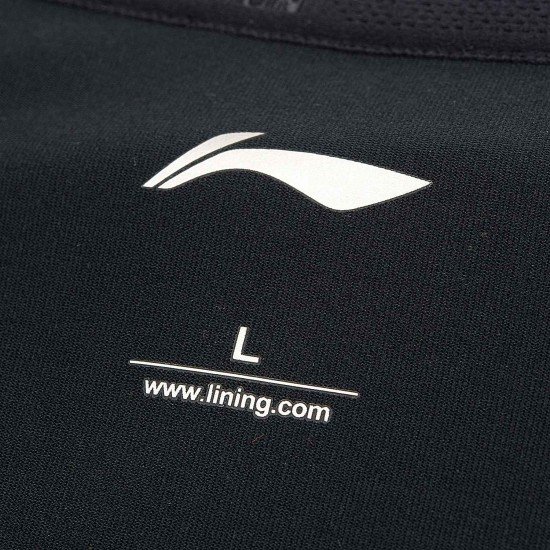 Футболка мужская для бадминтона c компрес. рукав. (черная) Li-NING ATLN169-1