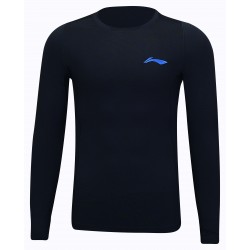 Футболка мужская для бадминтона компрес. дл. рукав. (черная) Li-NING AUDT507-1