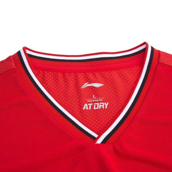 Майка мужская для бадминтона без рукавов (красная) Li-NING AVSP473-2