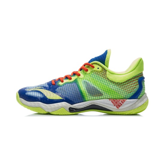 Кроссовки мужские для бадминтона Li-Ning Falcon 4.0 (сине-салатовые)
