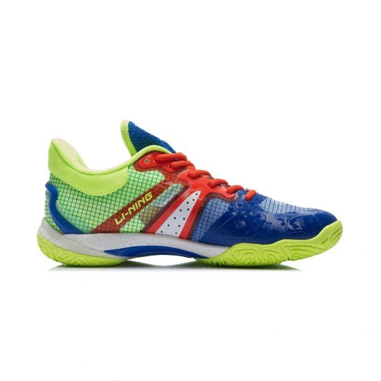 Кроссовки мужские для бадминтона Li-Ning Falcon 4.0 (сине-салатовые)